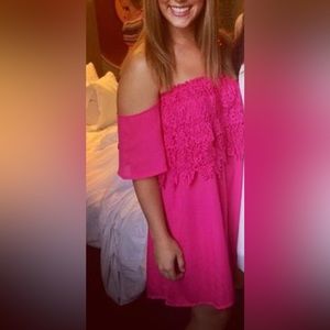 Off The Shoulder - Hot Pink - Dress - Small